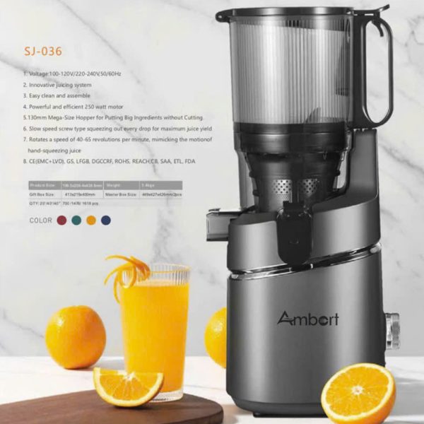 ABJ036BLK - Máy Ép Chậm Ambert, 220 - 240V, 50/60Hz, 250W - Màu đen